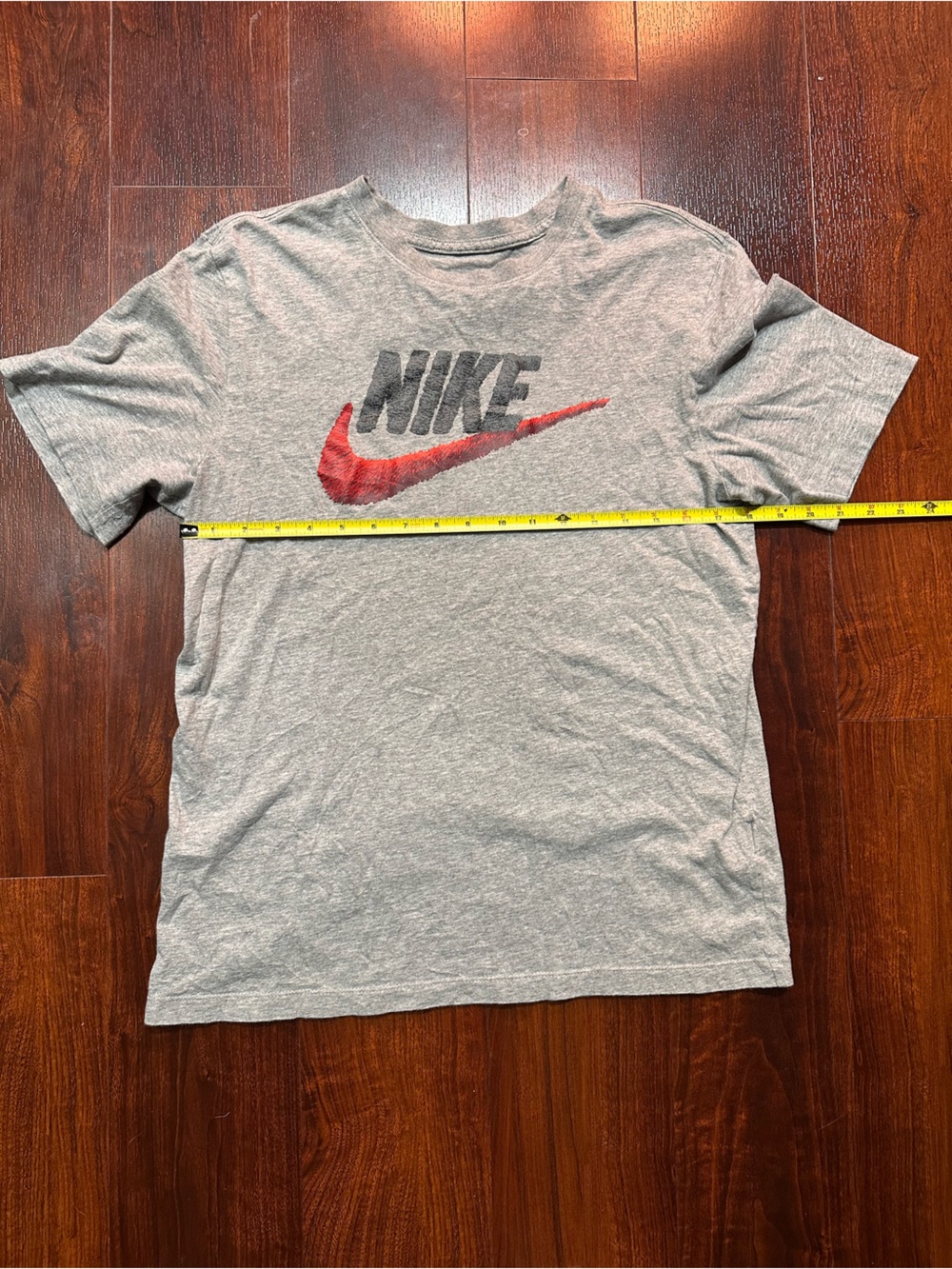 Nike Gray Tee with Red Swoosh and Black Logo